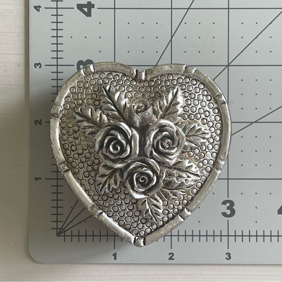 Heart Shape Jewelry Box Trinket Silver Cover - Picture 11 of 11